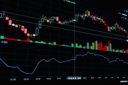 Graphique de taux immobiliers en hausse avec documents financiers et calculatrice
