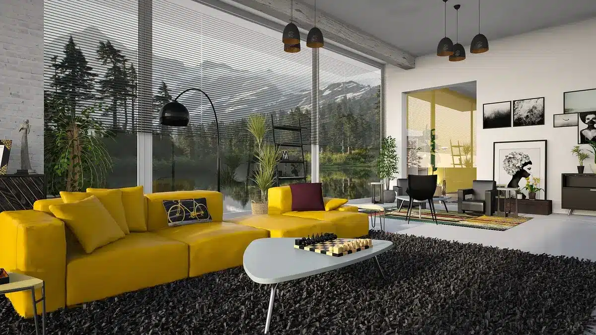 Lampe portable design posée sur une table près d'une fenêtre en plein jour